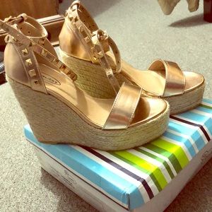 Rose gold metallic heels